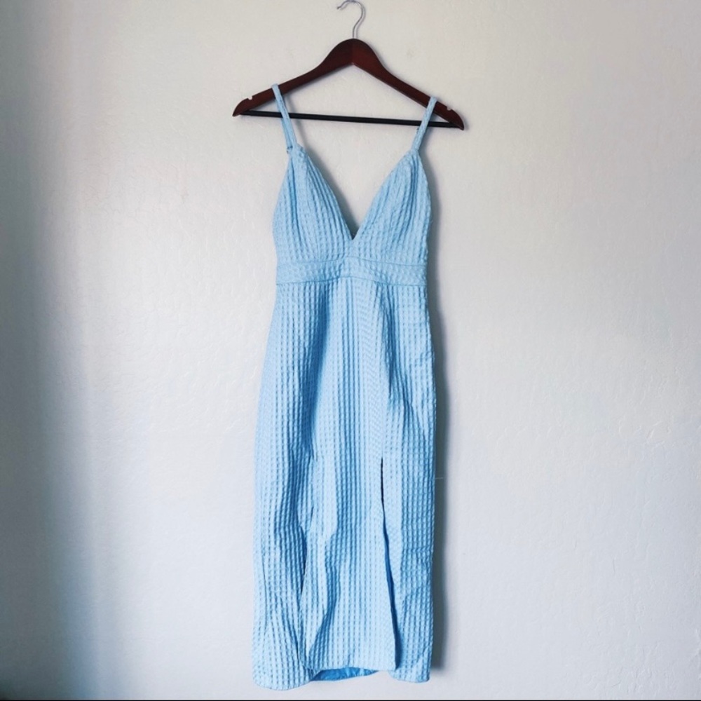 Asilio Light Blue Waffle Sleeveless Midi Dress